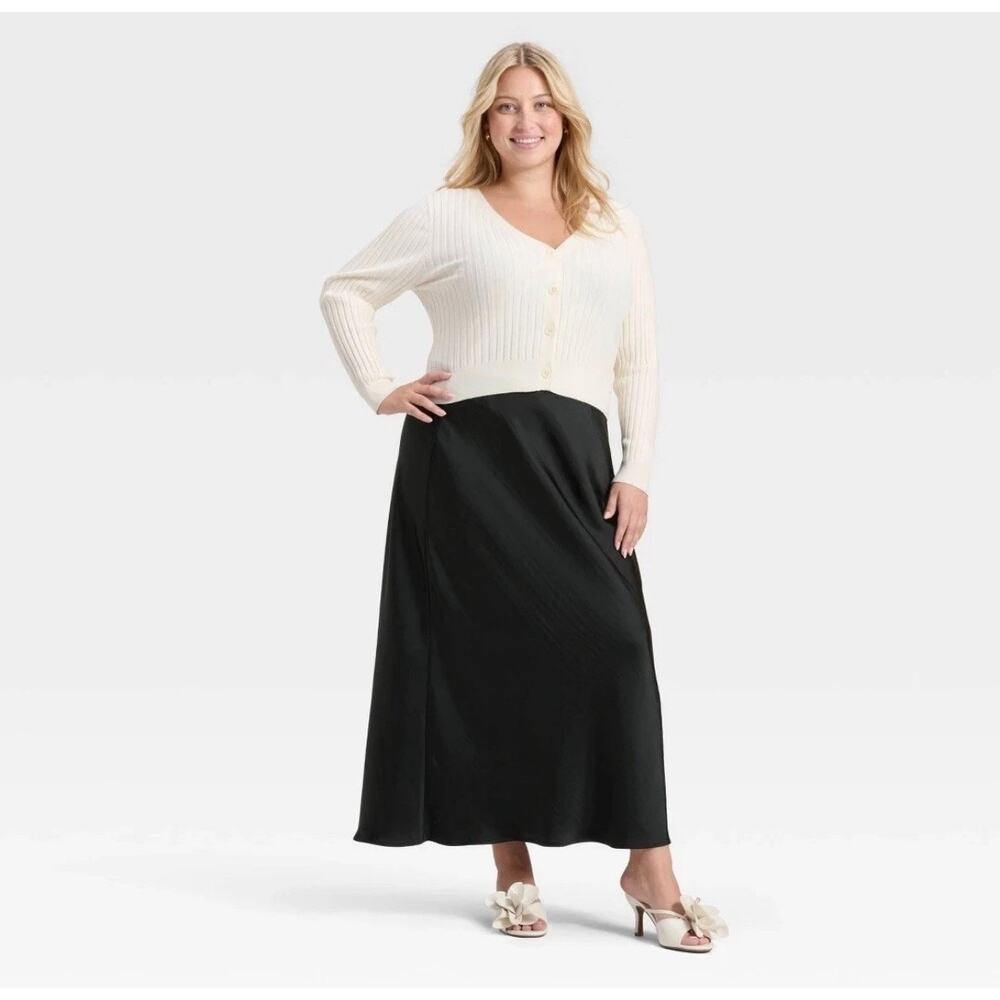 Copied - A New Day Women's Maxi Slip A-Line Skirt, Women's Plus Size 1X Black